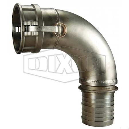 Dixon Type-C 90Deg Cam and Groove Elbow, 4 in, Female Coupler x Hose Shank, 316 SS, Domestic 400C-90SS